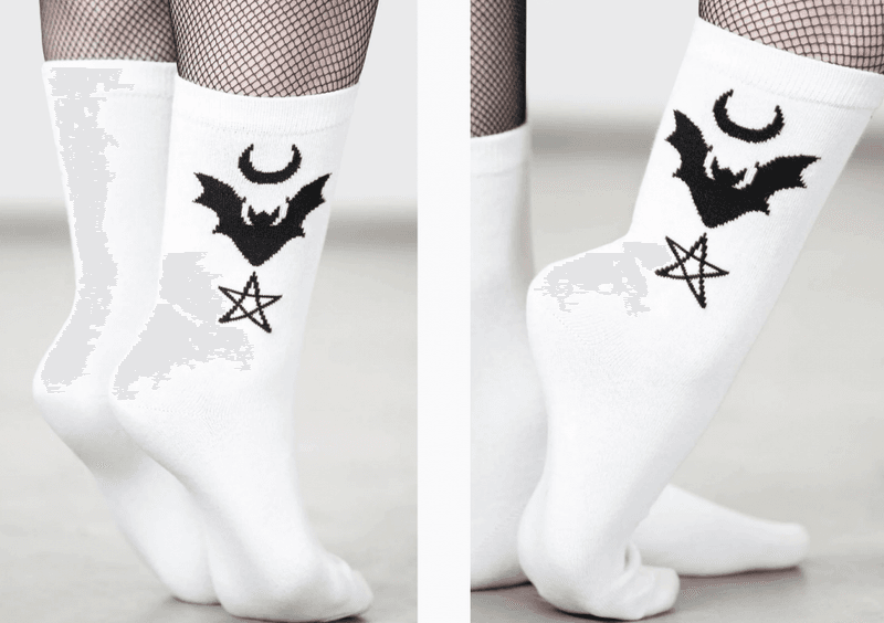 Bat Magic Socks White
