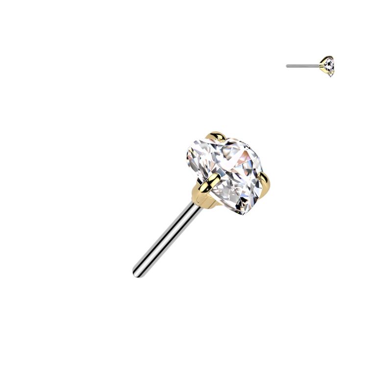 Titanium Heart Push-fit Gold Clear